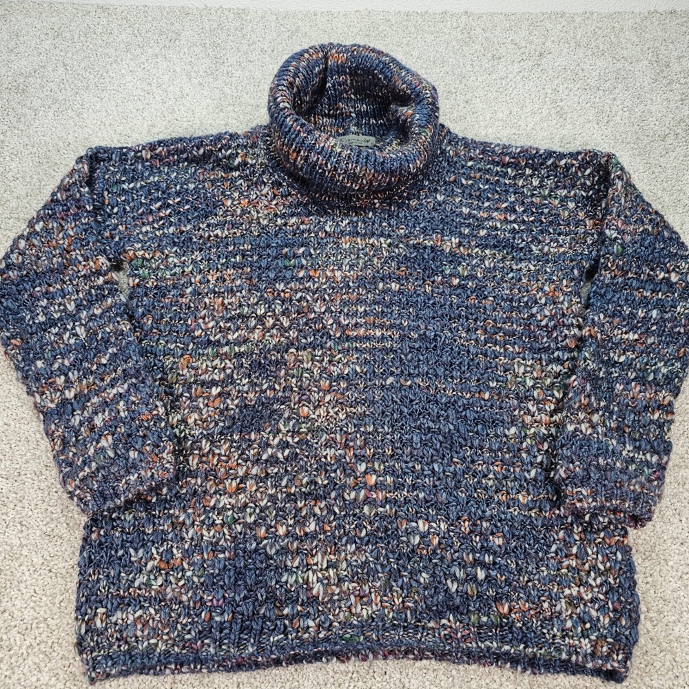 Elsamanda Italy Multicolor Wool Blend Chunky Knit Turtleneck Sweater M‎